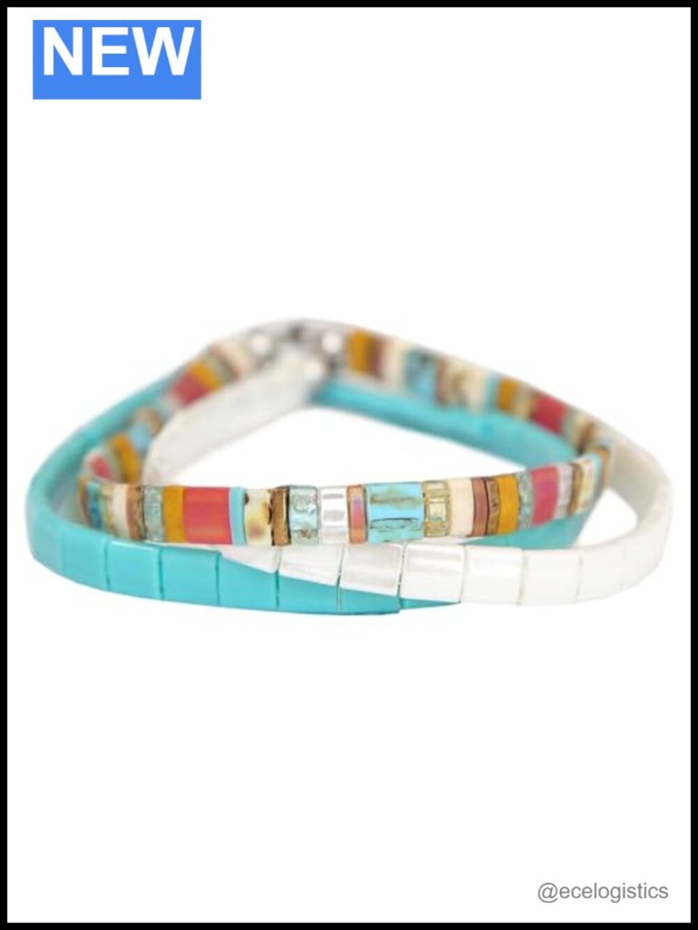 Women's Stretch Beaded Strand Bracelet Waterproof Elastic Boho Layering